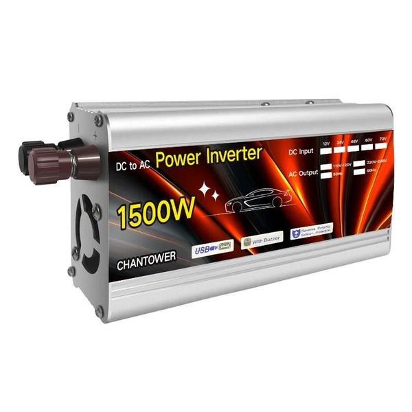 Imagem de Inversor Solar Portátil 12V/220V - 500W a 2000W - Conversor de Energia para Carro