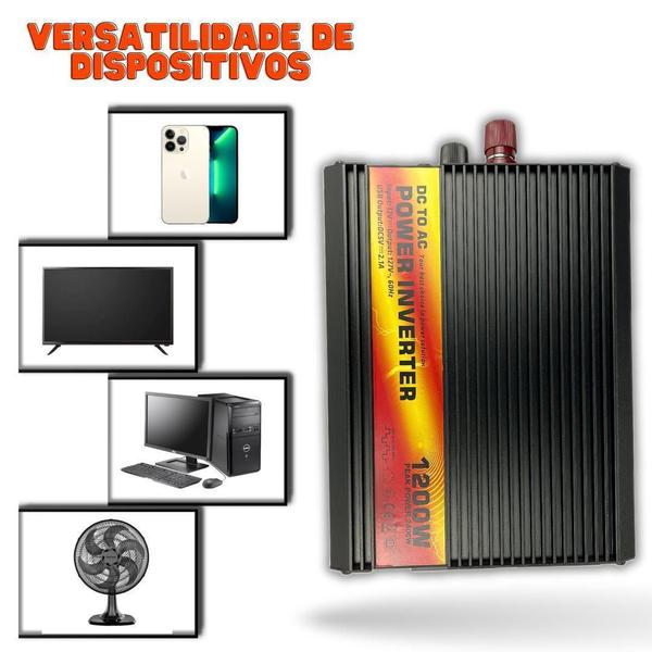 Imagem de Inversor Tensão 12V 110V 1200W Transformador Conversor Usb