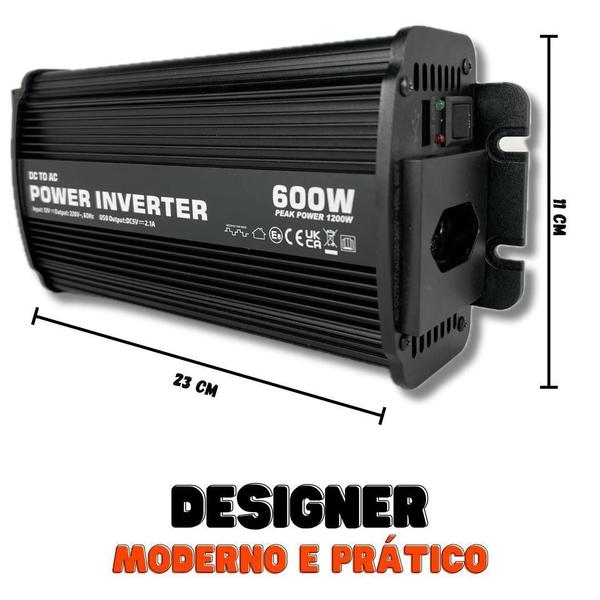 Imagem de Inversor Tensão 12V 220V 600W Transformador Conversor Usb