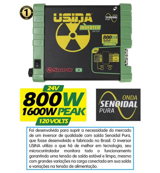 Imagem de Inversor Tensão Senoidal Usina Inverter 800W 24Vdc 120Vac