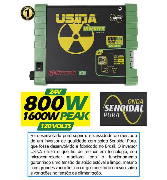 Imagem de Inversor Tensão Senoidal Usina Inverter 800W 24Vdc 120Vac