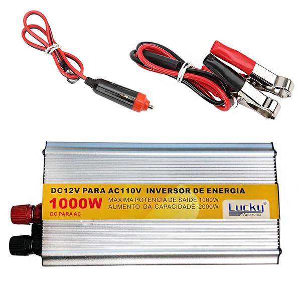 Imagem de Inversor Transformador Conversor 1000w 12v Para 110v Carro Veicular