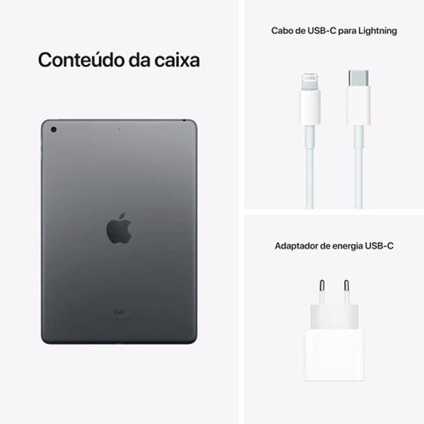 Imagem de iPad 9ª geração Apple, 10.2", 256GB, A13 Bionic, Wi-Fi, Câmera 8MP, iPadOS 15, Cinza-espacial - MK2N3BZ/A