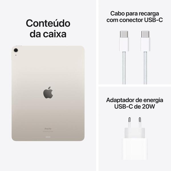 Imagem de iPad Air Apple, Tela 13", 1TB, Chip M2, Wi-Fi, Câmera Traseira 12MP, iPadOS 17, Estelar - MV2R3BZ/A