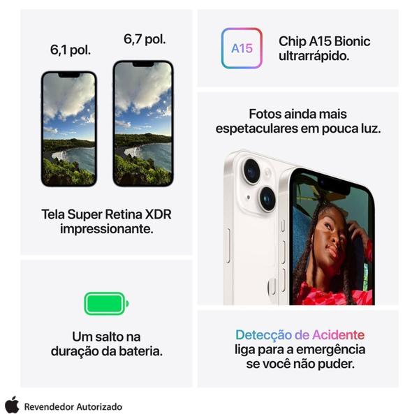 Imagem de iPhone 14 Apple (128GB) Meia-noite, Tela de 6,1", 5G e Câmera de 12MP