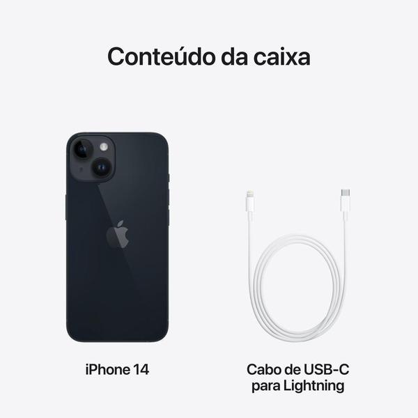 Imagem de iPhone 14 Apple (128GB) Meia-noite, Tela de 6,1", 5G e Câmera de 12MP