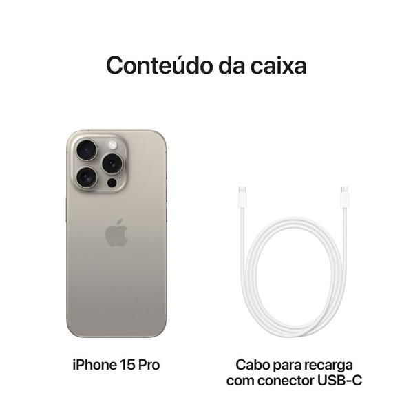 Imagem de iPhone 15 Pro Max Apple 1TB Natural Titanium, Tela 6.7", Câmera Tripla 48MP + Selfie 24MP - MU7J3BE/A