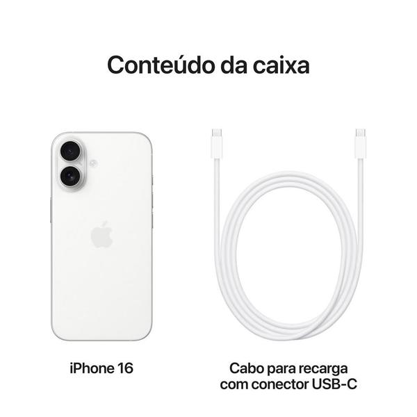 Imagem de iPhone 16 Apple 128GB, Câmera Dupla de 48MP, Tela 6,1", Branco