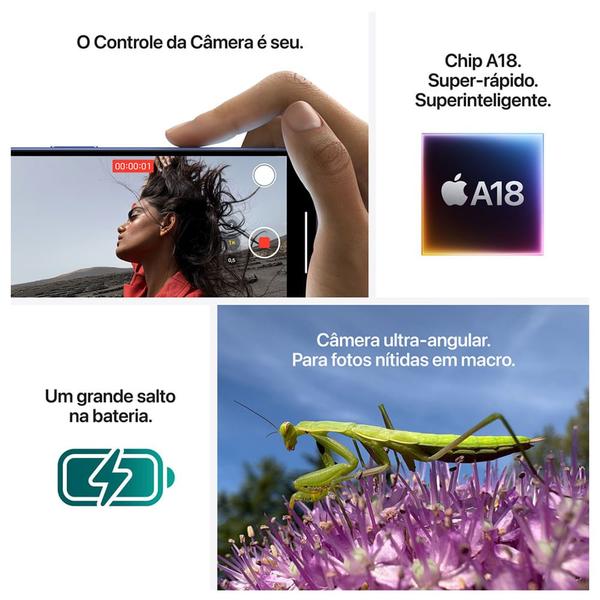 Imagem de iPhone 16 Plus Apple (128GB) Branco, Tela de 6,7", 5G e Câmera de 48MP