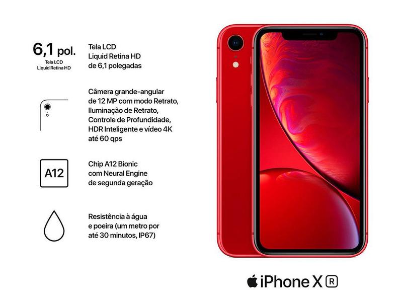 iPhone XR Apple 128GB (PRODUCT)RED 6,1” 12MP iOS - iPhone