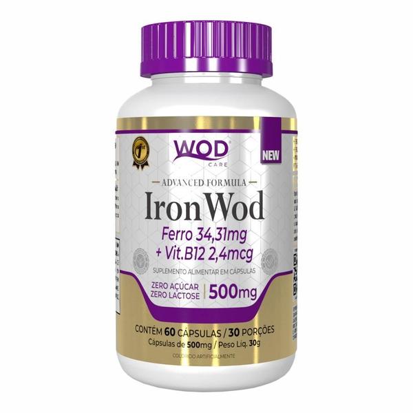 Imagem de Iron wod ferro + vit.b12 com 60 cápsulas 500mg