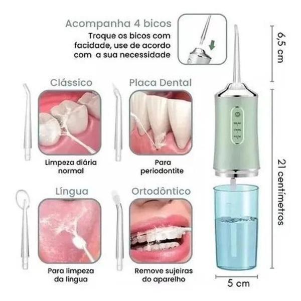 Imagem de Irrigador Bucal Elétrico Oral Limpeza Portátil USB com Jato e Recarregável Para família ou viagem