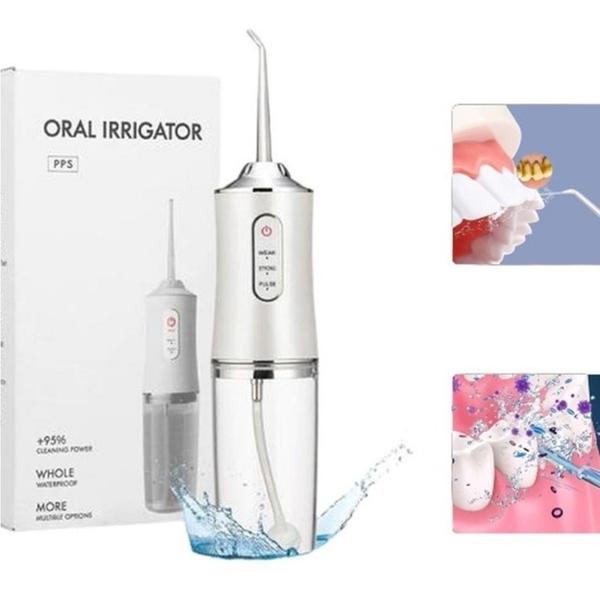 Imagem de Irrigador Dental Oral Portátil Recarregável USB 220ml Limpeza Bocal Jato Forte