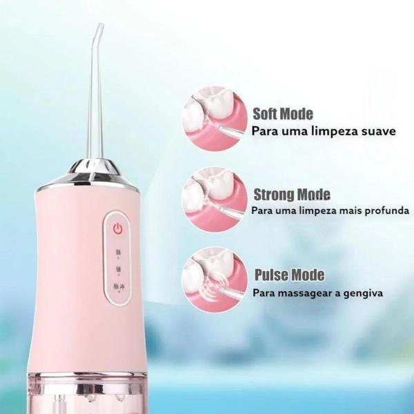 Imagem de Irrigador Dental Oral Portátil Recarregável USB 220ml Limpeza Bocal Jato Forte