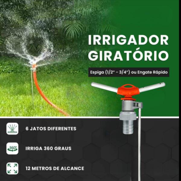 Imagem de Irrigador Giratório (3/4Pol) com 2 Hastes e 6 Jatos GARDEN