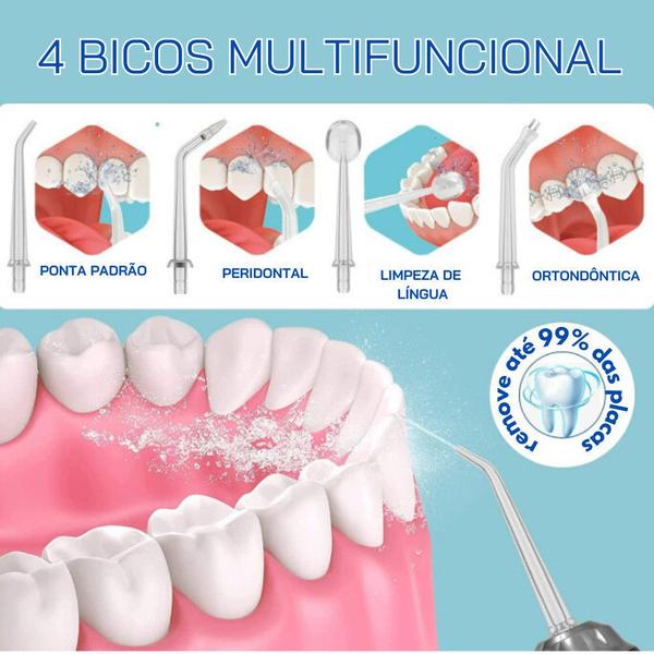 Imagem de Irrigador Oral Dental Sem Fio Elétrico à Dentes Portátil Recarregável MAIS escova de dentes elétrica ultra-sônica