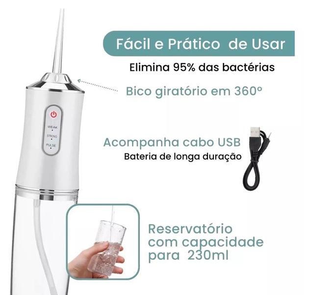 Imagem de Irrigador Oral Elétrico Portatil Jato Água Limpador Dentário Bucal