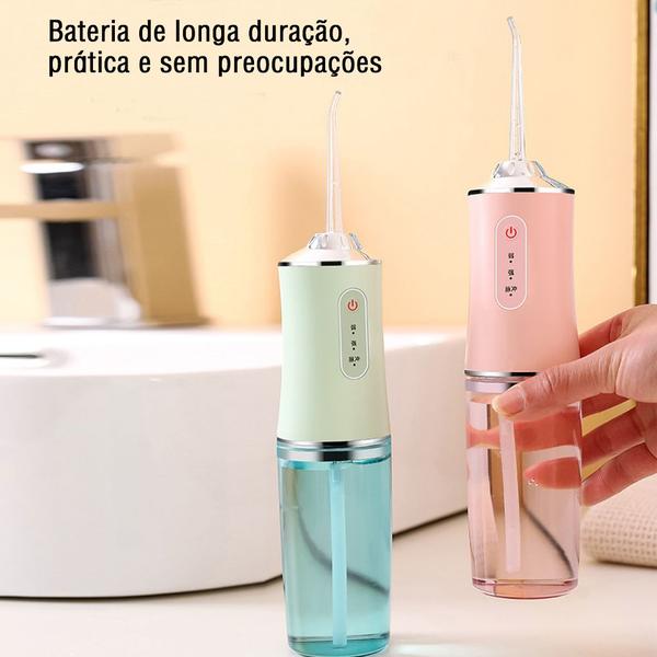 Imagem de Irrigador Oral Fio Dental 220ml Recarregável Portatil com 3 Modos DIY E Dicas Para família ou viagem