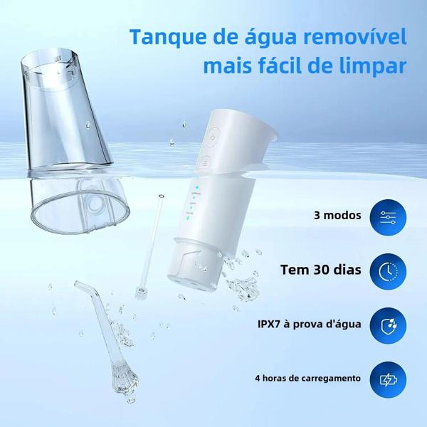 Imagem de Irrigador Oral Recarregável com 3 Modos e 3 Pontas - Tanque de 300ml