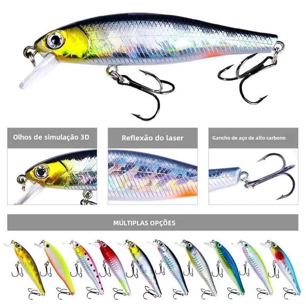 Imagem de Isca Artificial de Pesca Minnow 8,8cm - Manivela Wobbler Jerkbait para Tucunaré, Carpa e outros