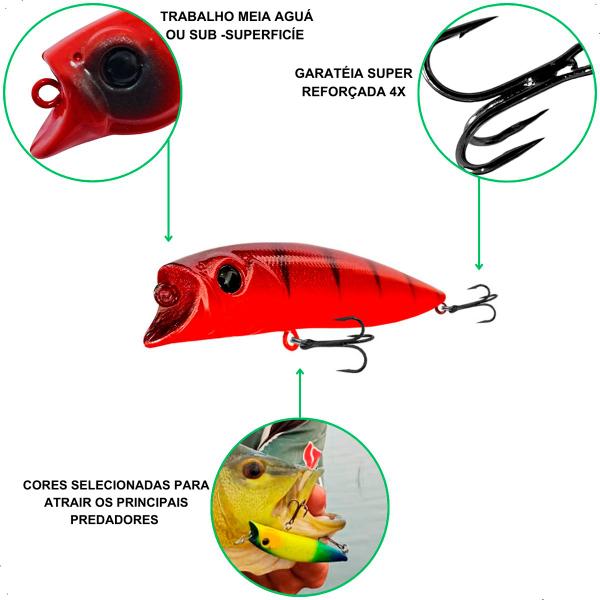 Imagem de Isca Artificial Insana Matadeira Popper Tipo Brava Pescar Tucunaré Robalo Traíra