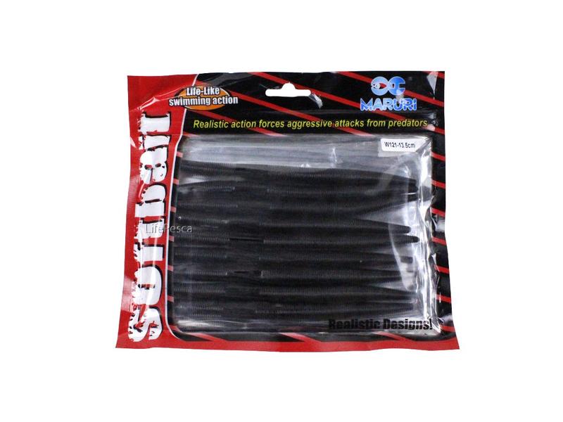 Imagem de Isca Artificial Maruri Soft Bait Minhoca (13,5cm) W121 - Cartela com 9 Peças