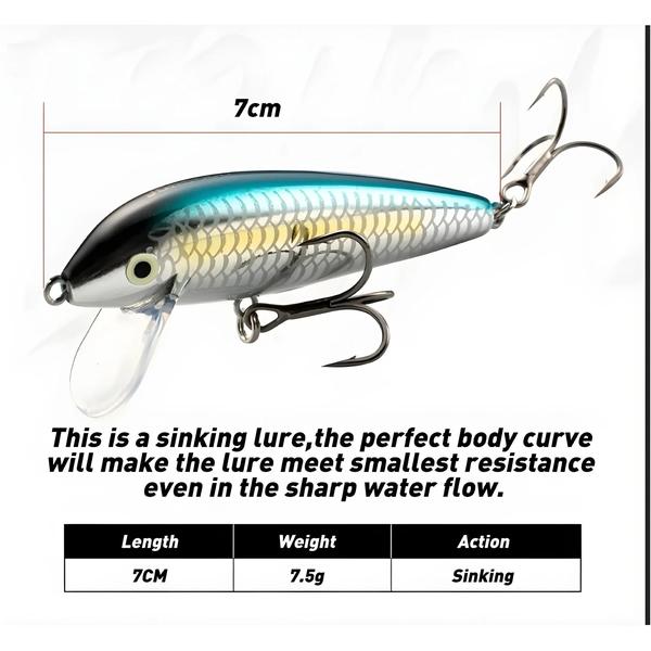 Imagem de Isca Artificial Mini Minnow 7cm 7.5g - Afundante para Pesca de Truta