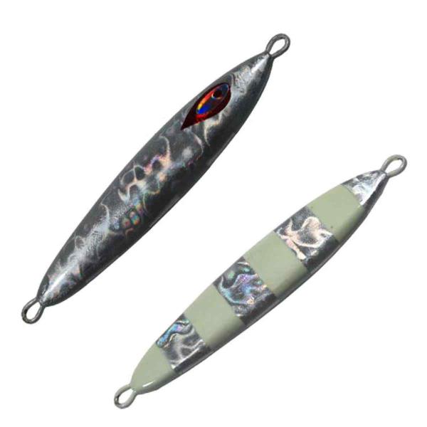 Imagem de Isca Artificial NS Jig Noka 120 9,5cm 120g Para Pesca De Robalos Anchovas Prata Listrado Hot Glow