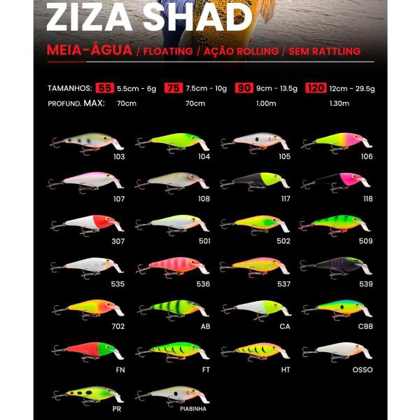 Imagem de Isca Artificial para pesca de Meia Agua Fabio Baca Ocl Ziza Shad 5,5cm 6g