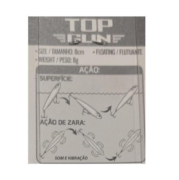 Imagem de Isca Artificial Top Gun 80 Superfície Flutuante Ação De Zara Stick Tucunaré Amarelo Açu Traíra Robalo