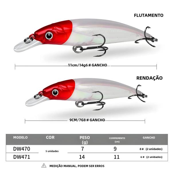 Imagem de Isca de Baixo Artificial Flutuante - 7g/9cm/11cm - Brilha no Escuro