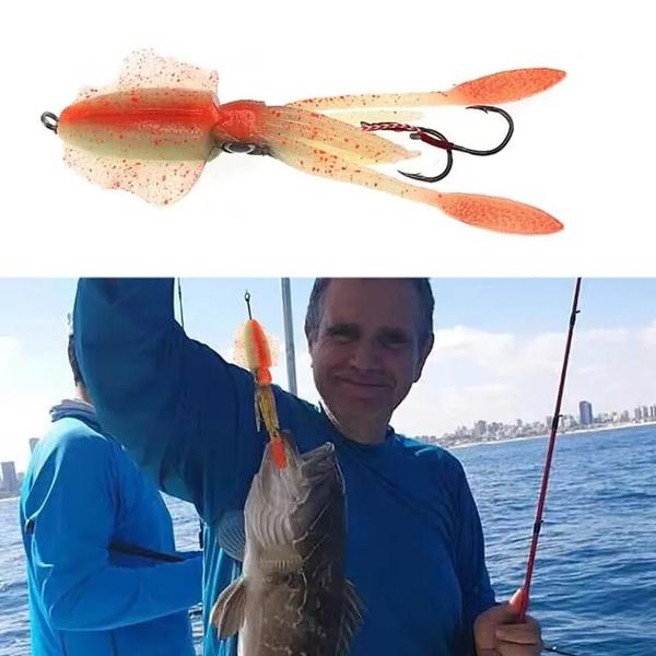 Imagem de Isca de Lula com Brilho UV 60g - Isca Macia Luminosa para Pesca Marítima