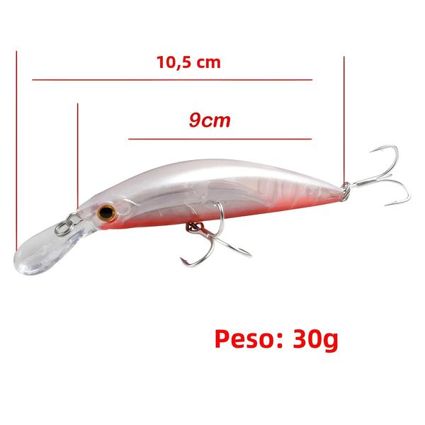 Imagem de Isca de Pesca Afundante 90mm 30g - Minnow de Alta Qualidade para Robalo