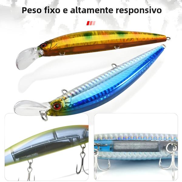 Imagem de Isca de Pesca Afundante Allblue Minnow - Jerkbait 90mm/110mm para Robalo (Água Salgada)