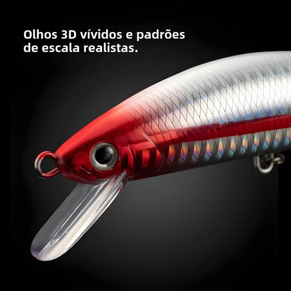 Imagem de Isca de Pesca Afundante Minnow 13cm/15cm - 40g/60g - Com Ganchos Fortes