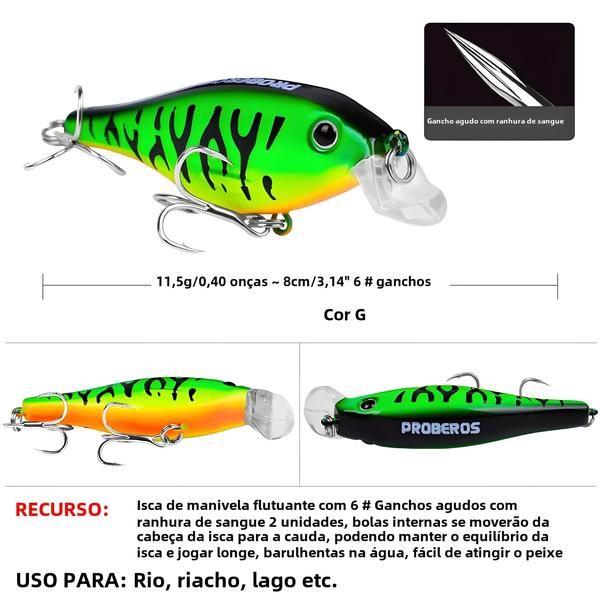 Imagem de Isca de Pesca Artificial PROBEROS - Crankbait Flutuante 11.5g