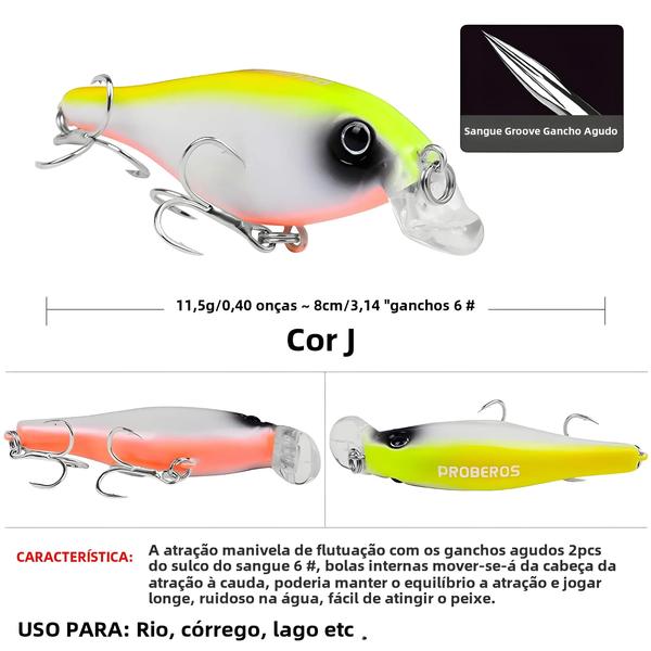 Imagem de Isca de Pesca Artificial PROBEROS - Crankbait Flutuante 11.5g