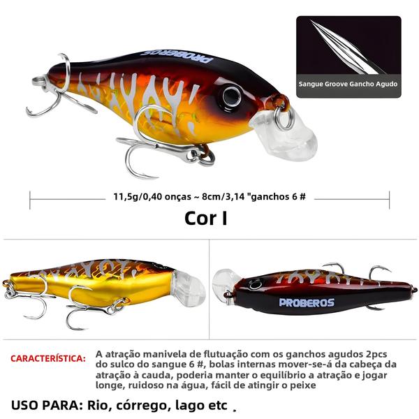 Imagem de Isca de Pesca Artificial PROBEROS - Crankbait Flutuante 11.5g