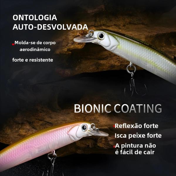 Imagem de Isca de Pesca Bearking 73mm - Peso Magnético 5g - Minnow Manivela Artificial