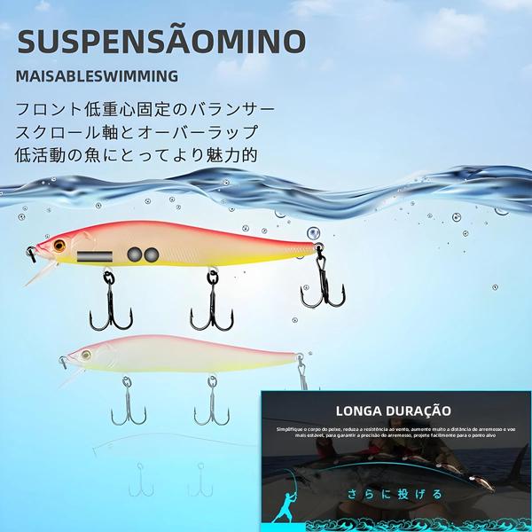 Imagem de Isca de Pesca Bearking Profissional - Minnow Wobbler 11cm 14g - Mergulho 1,5m