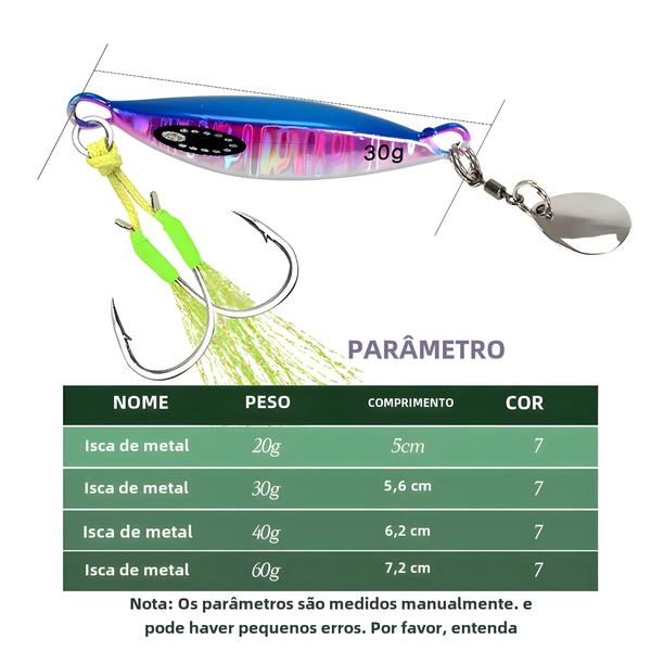 Imagem de Isca de Pesca Giratória TOLU 2024 - Metal Resistente (20g, 30g, 40g, 60g)