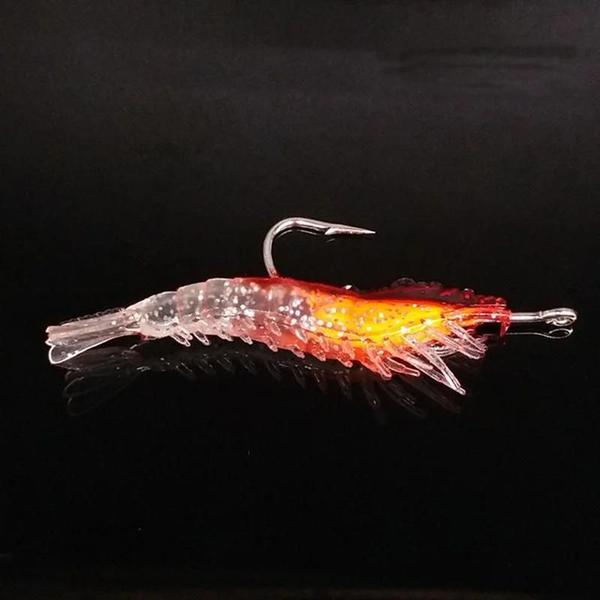 Imagem de Isca de Pesca Luminosa - Camarão Artificial 6cm (4 Peças) - Equipamento para Pesca em Mar