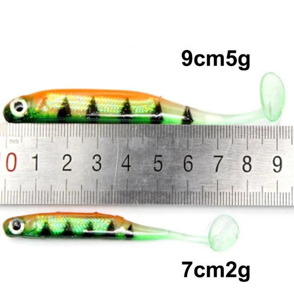 Imagem de Isca de Pesca Macia 3D Arco-Íris - T-Tail 10cm/5g e 8cm/3g