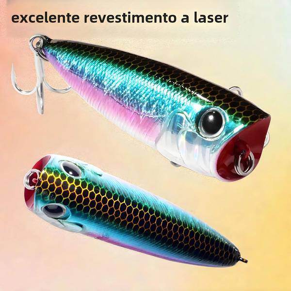 Imagem de Isca de Pesca Popper Flutuante 8g 6,5cm - Bola de Aço e Reator de Cobre