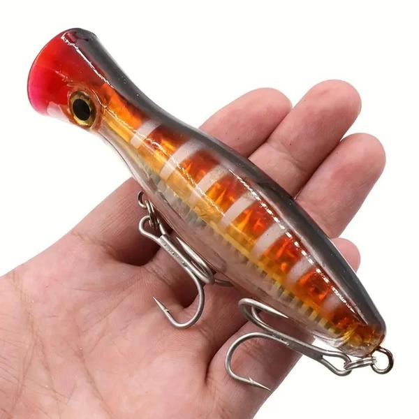 Imagem de Isca de Pesca Popper PROBEROS 13cm 43g - 2 Ganchos Agudos - Para Carpa