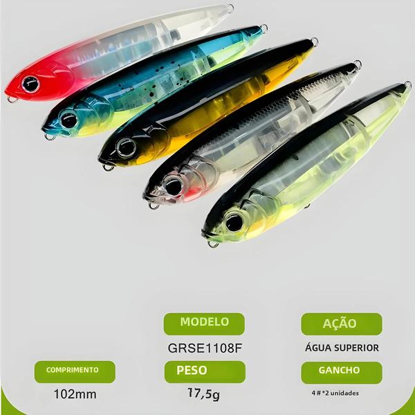 Imagem de Isca de Pesca Topwater Aranha Verde 102mm 17.5g - Para Água Salgada