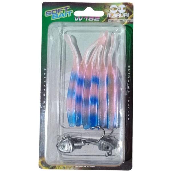 Imagem de Isca Soft Bait Maruri W182 6 Unid + 2 Anzol Jig Head