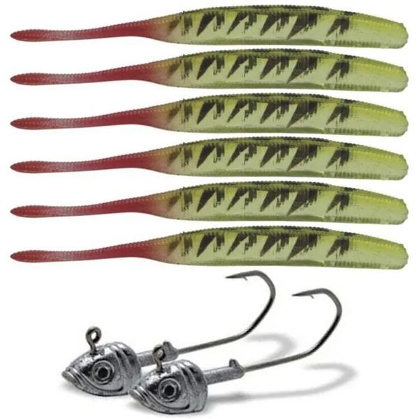 Imagem de Isca Soft Bait Maruri W182 6 Unid + 2 Anzol Jig Head