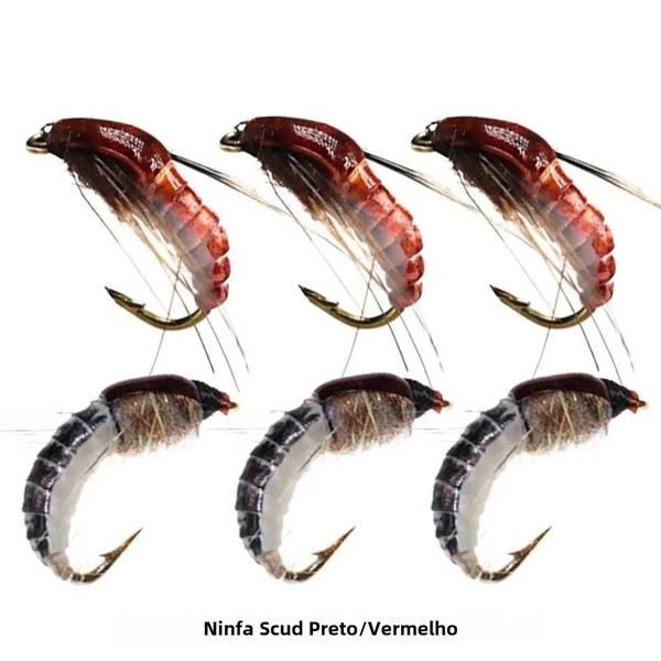 Imagem de Iscas Artificiais para Pesca de Truta - 12 Caddis Pupae Ninfa (6 Tamanhos) com Ganchos