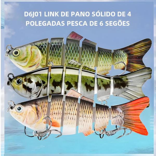 Imagem de Iscas de Pesca Articuladas de 4 Polegadas - 6 Segmentos, Biônicas e Afundantes